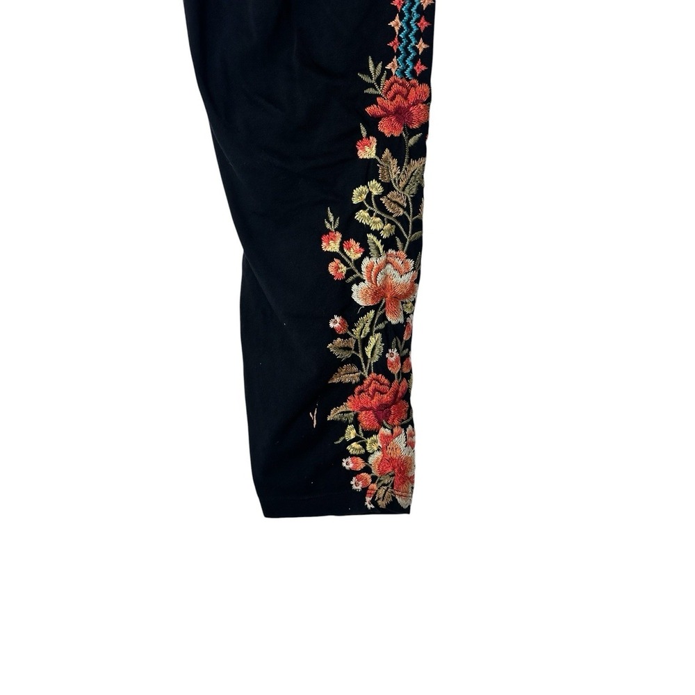Johnny Was Leggings Women's 2XL Embroidered Floral Black Stretch "Hole" Stain - Picture 5 of 8
